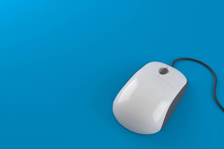 Computer mouse isolated on blue backgroundの写真素材