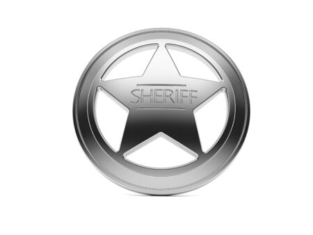Sheriff badge isolated on white backgroundの写真素材