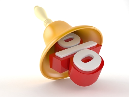 Handbell with percent symbol isolated on white backgroundの写真素材