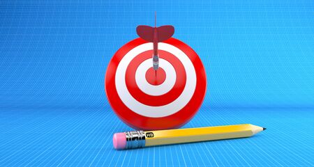 Bull's eye on blueprint background