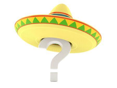 Sombrero with question mark isolated on white backgroundの写真素材