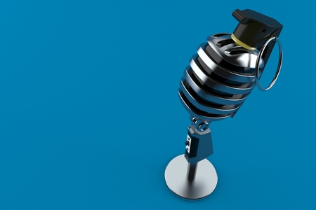 Microphone with fuse isolated on blue backgroundの写真素材