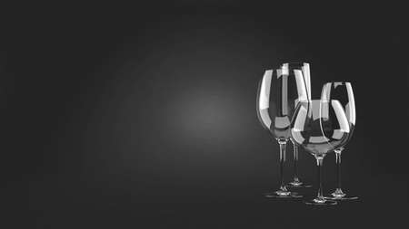 Wine glass on gray backgroundの写真素材