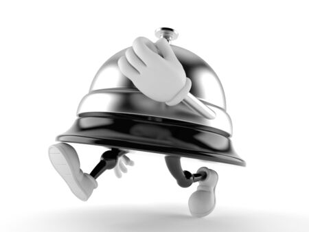 Hotel bell character running isolated on white backgroundの写真素材