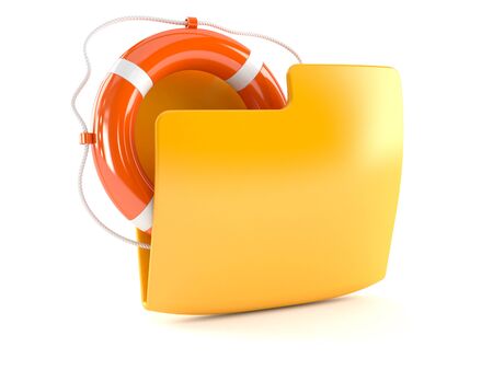 Folder with life buoy isolated on white backgroundの写真素材