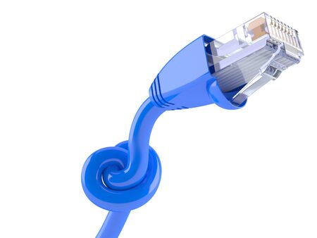 Network cable with knot isolated on white background