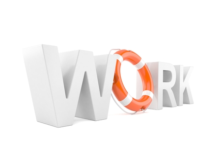 Work text with life buoy isolated on white backgroundの写真素材