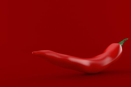 Hot pepper isolated on red background. 3d illustrationの写真素材