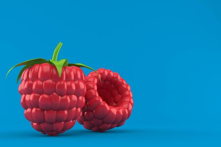 Raspberry isolated on blue background. 3d illustration