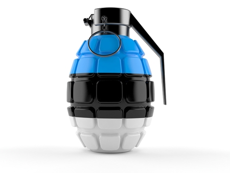 Hand grenade with estonian flag isolated on white background. 3d illustrationの写真素材