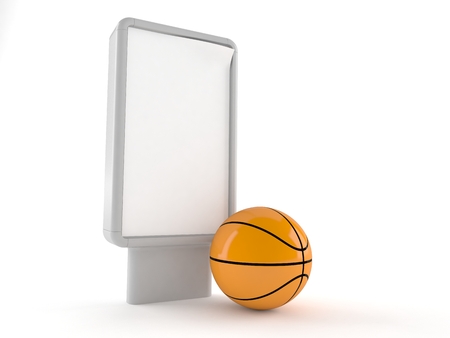 Basketball ball with blank billboard isolated on white background. 3d illustrationの写真素材