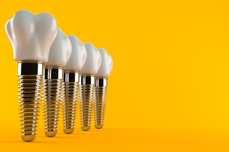 Dental implant isolated on orange background. 3d illustration