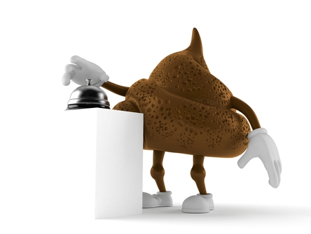 Poop character with hotel bell isolated on white background. 3d illustrationの写真素材