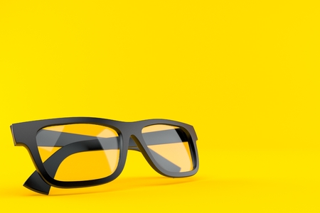 Glasses isolated on orange background. 3d illustrationの写真素材