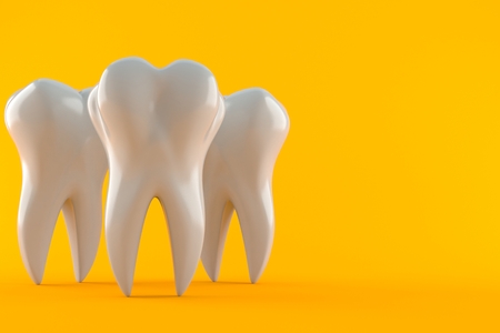 Tooth isolated on orange background. 3d illustrationの写真素材