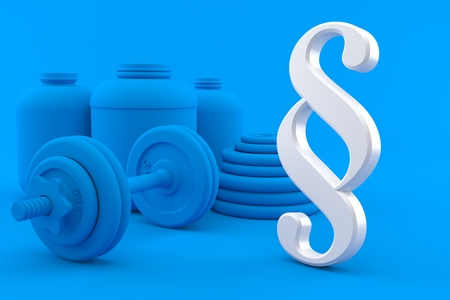 Fitness background with paragraph symbol in blue color. 3d illustrationの写真素材