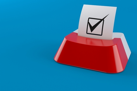 Polish online voting concept isolated on blue background. 3d illustrationの写真素材