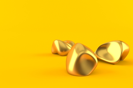 Gold nuggets isolated on orange background. 3d illustrationの写真素材