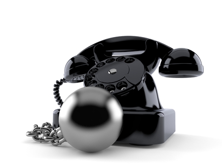 Telephone with prison ball isolated on white background. 3d illustrationの写真素材