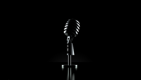 Microphone on black background. 3d illustrationの写真素材