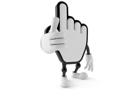 Cursor character with thumbs up gesture isolated on white background. 3d illustrationの写真素材