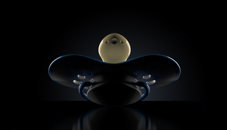 Baby dummy on black background. 3d illustrationの写真素材