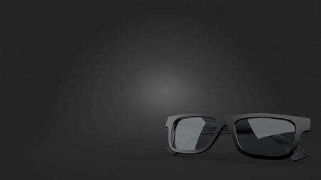 Glasses on black background. 3d illustration