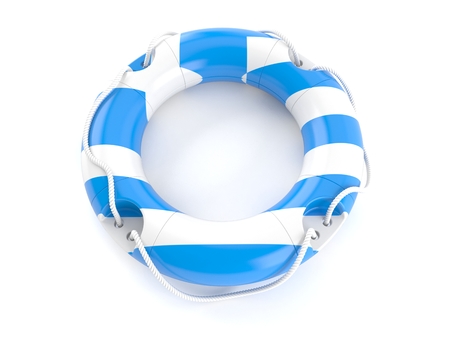 Life buoy with greek flag isolated on white background. 3d illustration