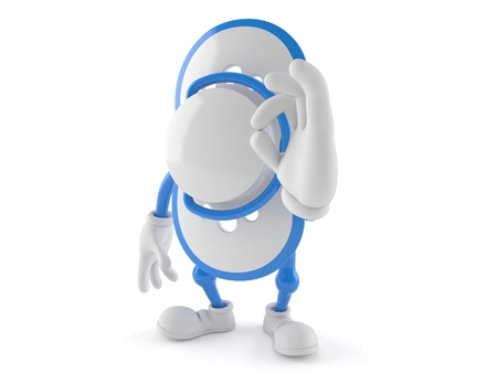 Baby dummy character with ok gesture isolated on white background. 3d illustrationの写真素材