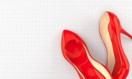 Red heels on paper background. 3d illustrationの写真素材