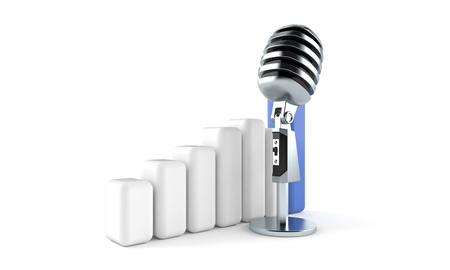 Microphone with chart isolated on white background. 3d illustrationの写真素材