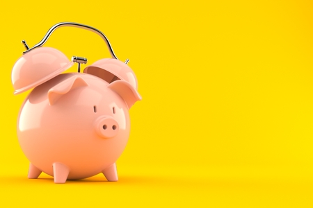 Piggy bank alert concept isolated on orange background. 3d illustration