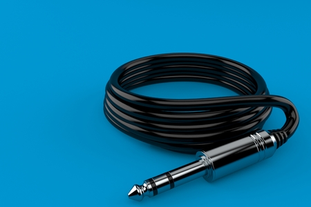 Big jack plug isolated on blue background. 3d illustration