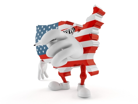 USA character holding marker isolated on white background. 3d illustrationの写真素材