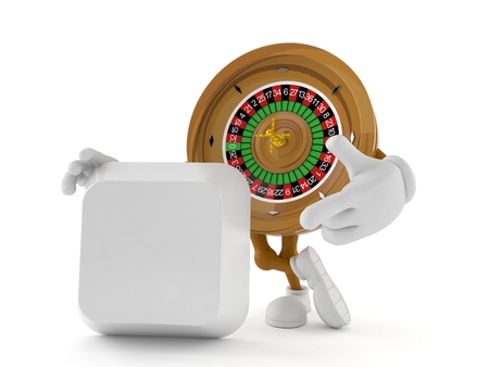 Roulette character ith blank computer key isolated on white background. 3d illustrationの写真素材