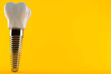 Dental implant isolated on orange background. 3d illustrationの写真素材