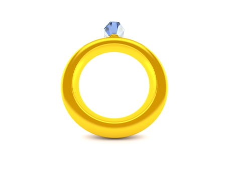 Engagement ring in low angle isolated on white background. 3d illustrationの写真素材