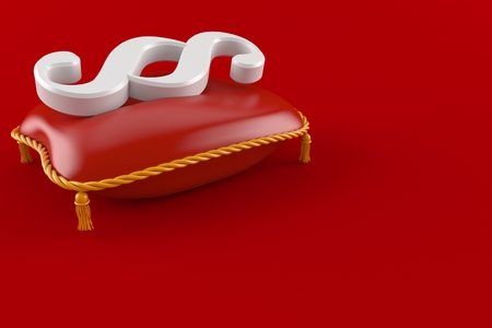 Paragraph symbol on red pillow isolated on red background. 3d illustrationの写真素材