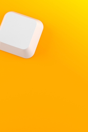 Computer key on orange background. 3d illustrationの写真素材