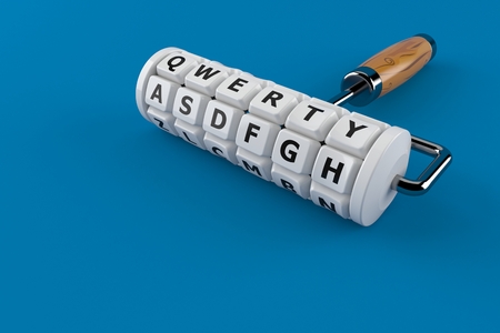 Keyboard concept isolated on blue background. 3d illustrationの写真素材