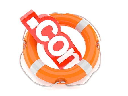 Domain inside life buoy isolated on white background. 3d illustrationの写真素材