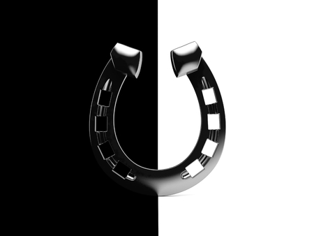 Horseshoe on black and white background. 3d illustrationの写真素材