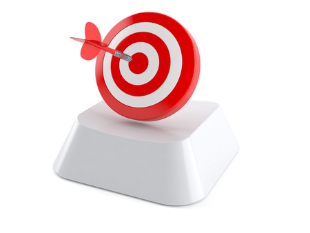 Bull's eye on computer key isolated on white background. 3d illustrationの写真素材