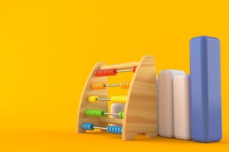 Abacus with chart isolated on orange background. 3d illustrationの写真素材