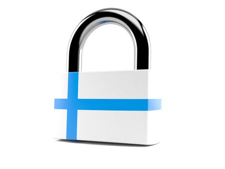Padlock with finnish flag isolated on white background. 3d illustrationの写真素材