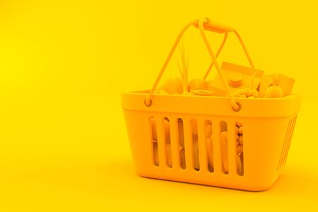 Grocery background. 3d illustration in orange color. 3d illustrationの写真素材