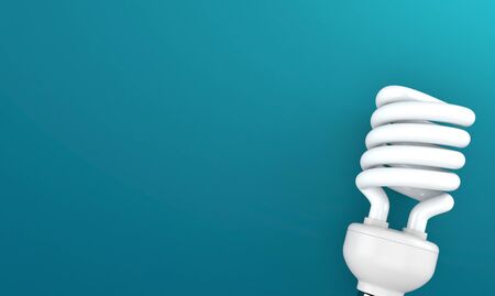Light bulb cfl on blue background. 3d illustration