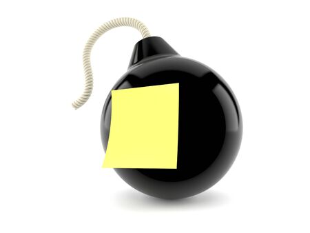 Bomb with blank yellow sticker isolated on white background. 3d illustration