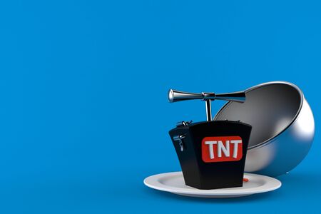TNT detonator with catering dome isolated on blue background. 3d illustrationの写真素材