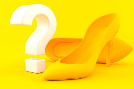 Femininity background with question mark in orange color. 3d illustrationの写真素材